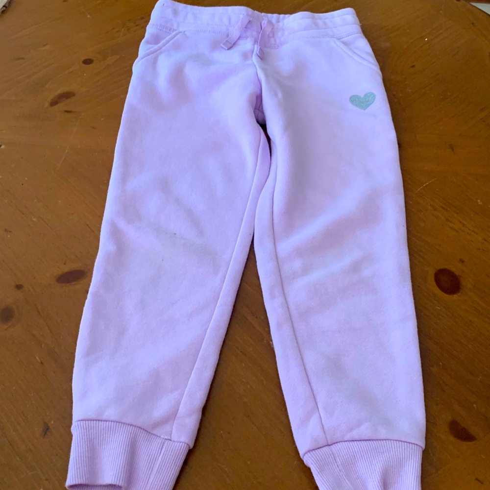 Jumping beans fleece pants with silver glitter heart and pockets